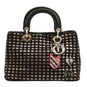 Dior Black Metallic Tweed Mini Diorissimo Bag
 *Authentic*